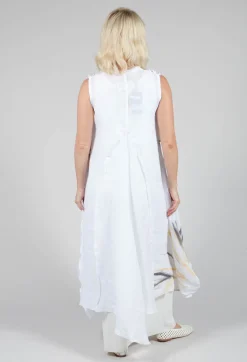 3D Flower and Print Dress in White