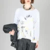 3D Flower and Print Top in White