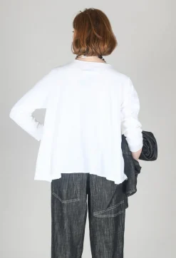 3D Flower and Print Top in White