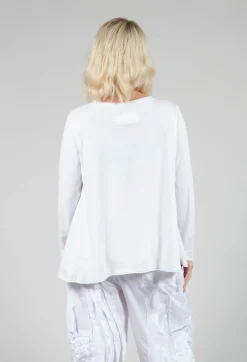 3D Flower and Print Top in White
