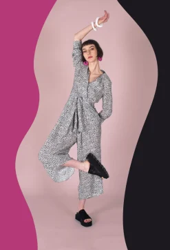 Dalmatian Print Jumpsuit in Black / White