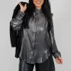 Damelia Shirt in Silver and Black