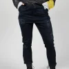 Dark Blue Jeans With Patches