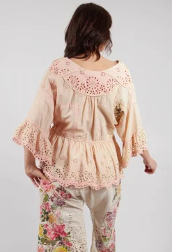 Dear Liza Eyelet Blouse in Kiss Molly
