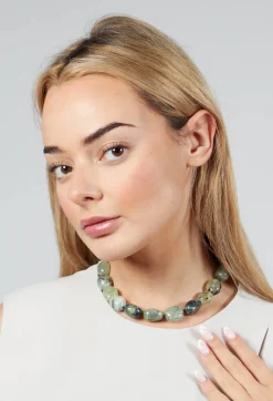 Debra Necklace in Green Agate