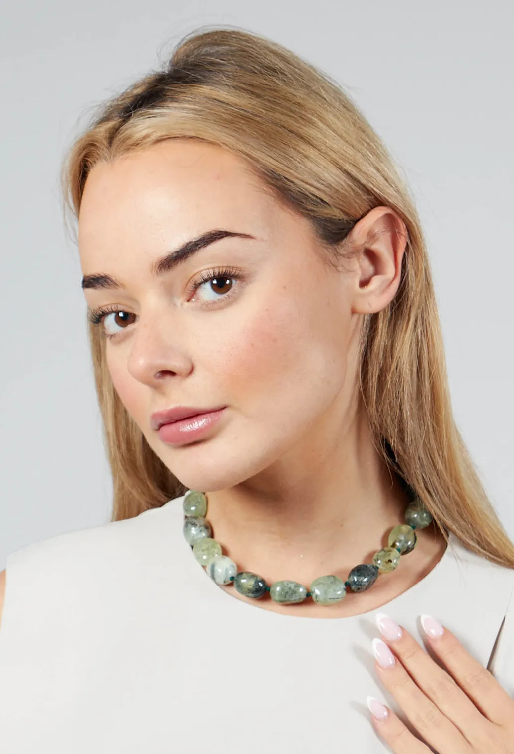 Debra Necklace in Green Agate