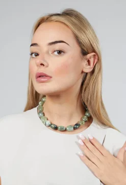 Debra Necklace in Green Agate