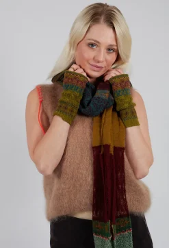 Decorative Wool Scarf in Olive