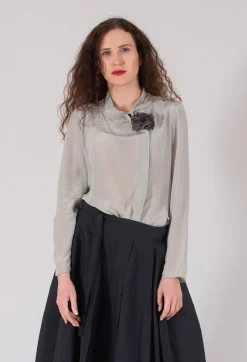 Deneb Silk Shirt in Grey