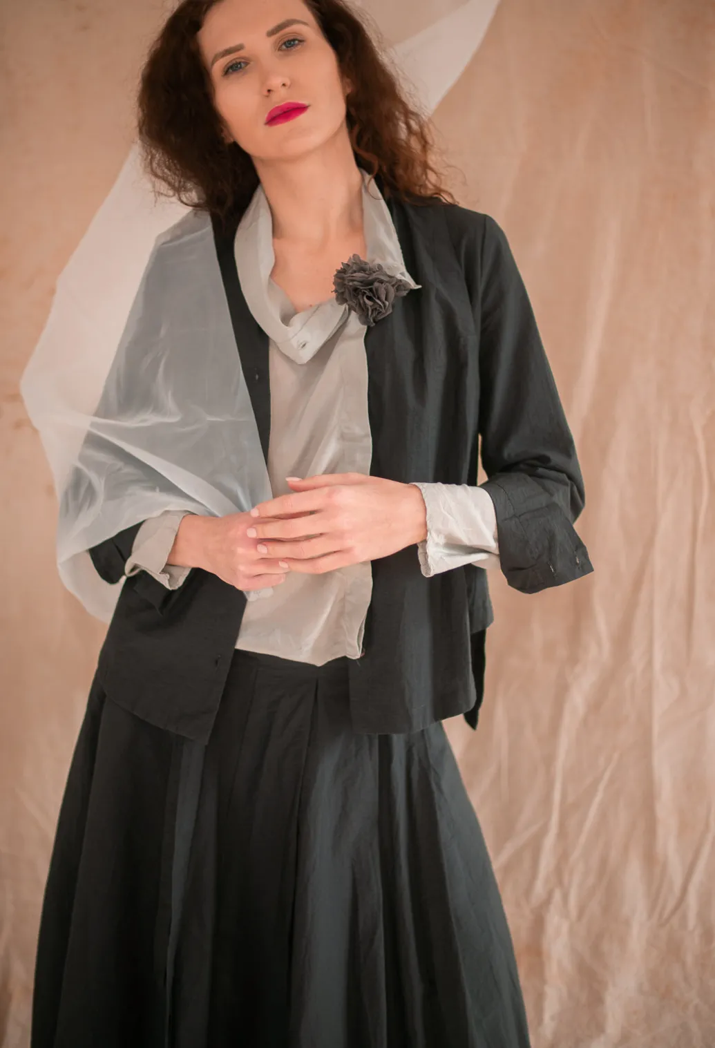 Deneb Silk Shirt in Grey