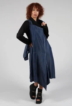Denim Asymmetric Dress in Blue