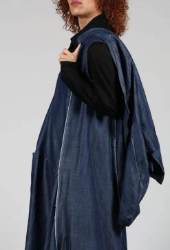 Denim Asymmetric Dress in Blue