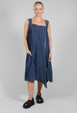 Denim Asymmetric Dress in Blue