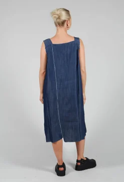 Denim Asymmetric Dress in Blue