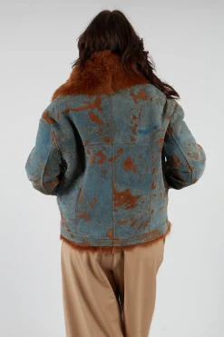 Denim Jacket with Fur Lining and Trim