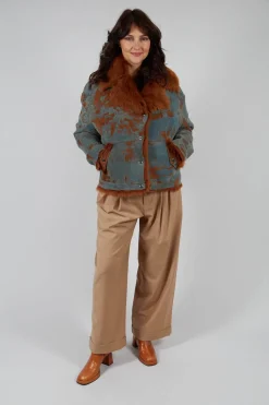 Denim Jacket with Fur Lining and Trim