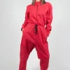 Denim Jumpsuit in Red