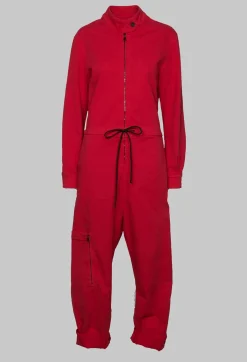 Denim Jumpsuit in Red
