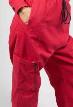Denim Jumpsuit in Red