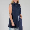 Denim Sleeveless Shirt in Indigo
