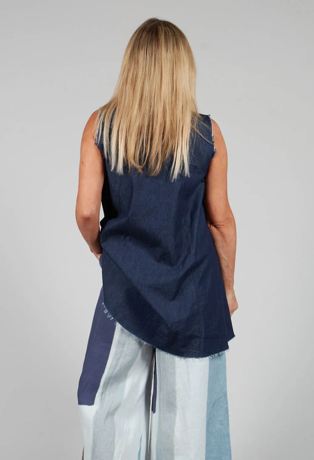 Denim Sleeveless Shirt in Indigo