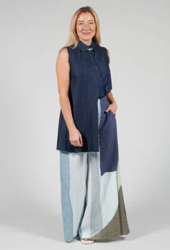 Denim Sleeveless Shirt in Indigo