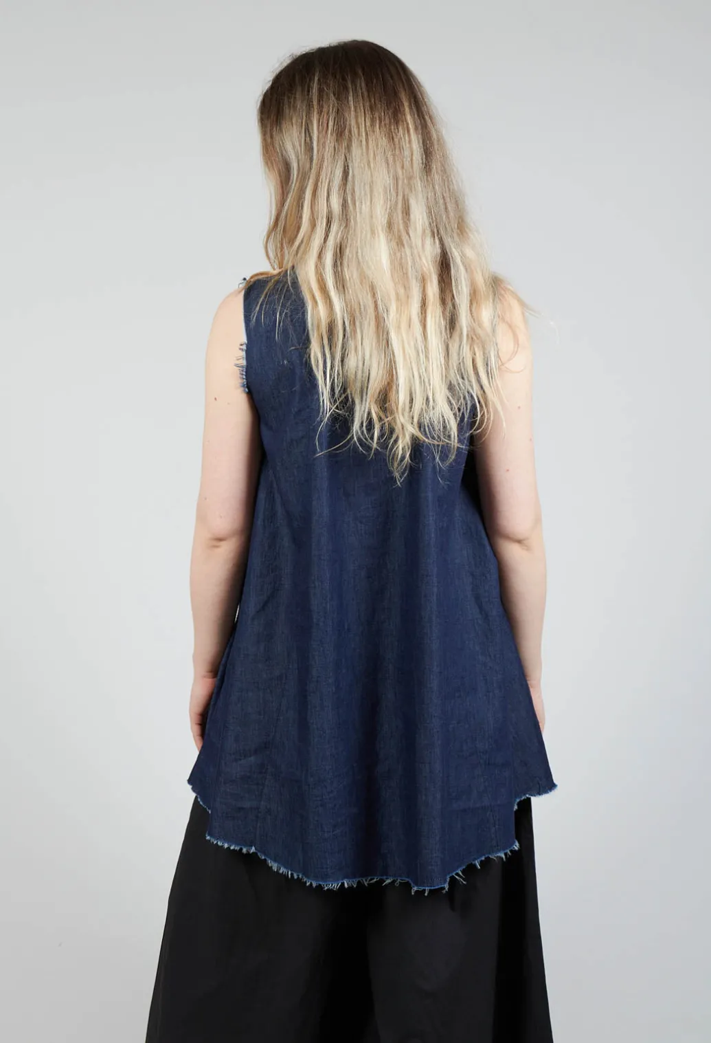 Denim Sleeveless Shirt in Indigo