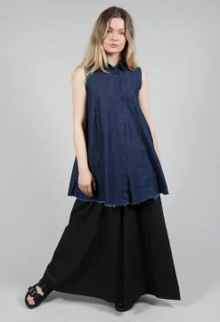 Denim Sleeveless Shirt in Indigo