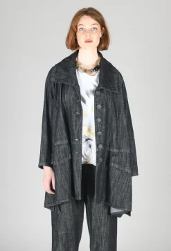 Denim Style Coat in Black