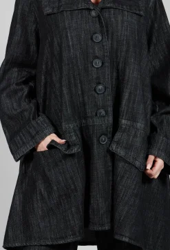 Denim Style Coat in Black