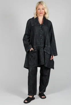 Denim Style Coat in Black