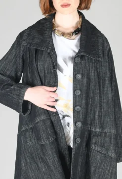 Denim Style Coat in Black
