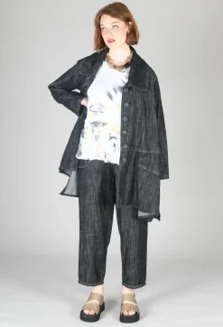 Denim Style Coat in Black