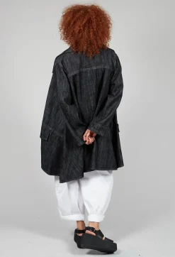 Denim Style Coat in Black