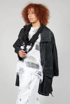 Denim Style Coat in Black