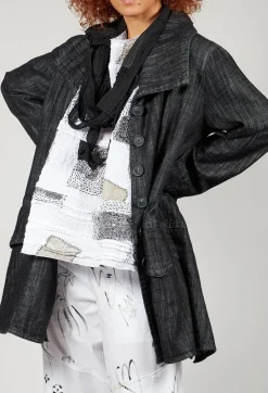 Denim Style Coat in Black
