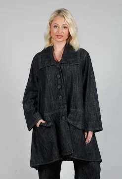 Denim Style Coat in Black