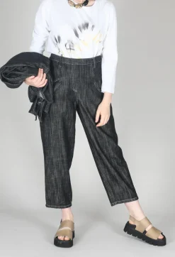 Denim Style Trousers in Black
