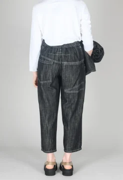 Denim Style Trousers in Black