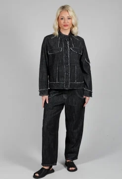 Denim Style Trousers in Black