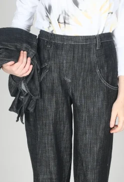 Denim Style Trousers in Black