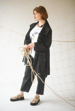 Denim Style Trousers in Black