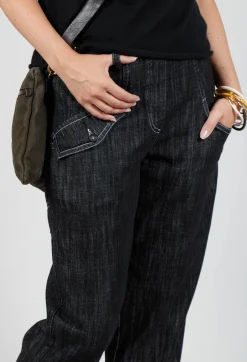 Denim Style Trousers in Black
