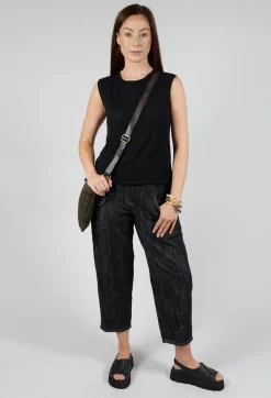 Denim Style Trousers in Black