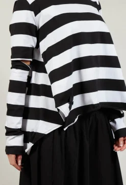 Detached Sleeve T-shirt in Block Stripe