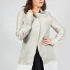 Deva Coat with Contrasting Fabric in Beige