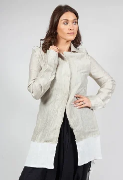Deva Coat with Contrasting Fabric in Beige