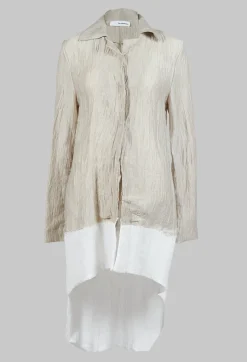 Deva Coat with Contrasting Fabric in Beige