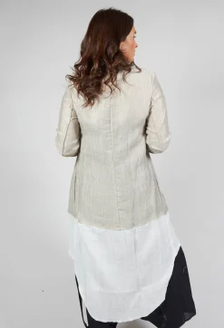 Deva Coat with Contrasting Fabric in Beige