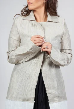 Deva Coat with Contrasting Fabric in Beige